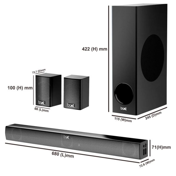 boAt Aavante Bar 2400 Pro, Bluetooth Soundbar with 5.1 Channel Surround Sound, Bluetooth v5.3, EQ Modes, Master Remote Control (Premium Black)