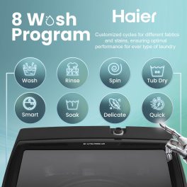 Haier HWM70-306S8, 7 kg 5 Star Ultra air fresh, NZP, Oceanus Wave pulsator, Quick wash Fully Automatic Top Load Machine, Dark Jade Silver