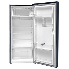 Akai AKDD2101-PCFB, 190 (L) 1 Star Direct Cool Single Door Refrigerator – Manual Defrost, Compact Home Fridge with LED Light, Crisper, R600a Gas, Glossier Blue