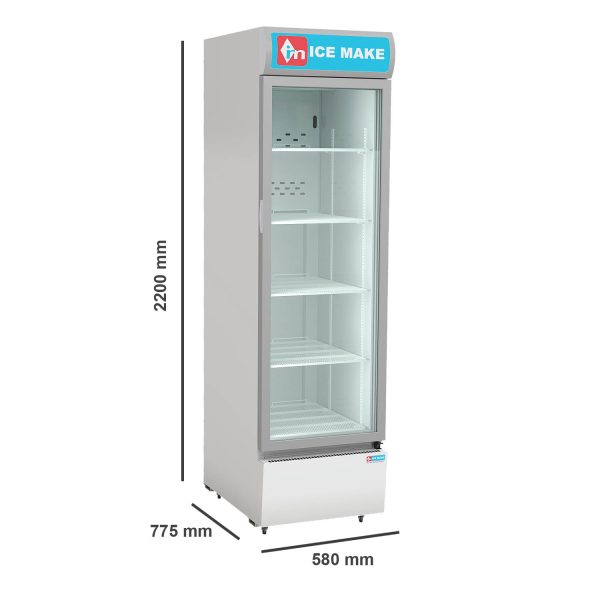 ICEMAKE IMVC550, Single Door Visi Cooler (569 Liter), Fog-Free Glass, Adjustable Shelves & Vertical LED Light, Grey