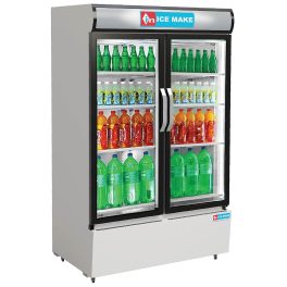 ICEMAKE IMVC900, Double Door Visi Cooler (1009 Liter), Fog-Free Glass, Adjustable Shelves & Vertical LED Light, Grey