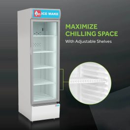 ICEMAKE IMVC550, Single Door Visi Cooler (569 Liter), Fog-Free Glass, Adjustable Shelves & Vertical LED Light, Grey