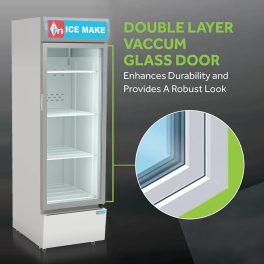 ICEMAKE IMVC450, Single Door Visi Cooler (457 Liter), Fog-Free Glass, Adjustable Shelves & Vertical LED Light, Grey