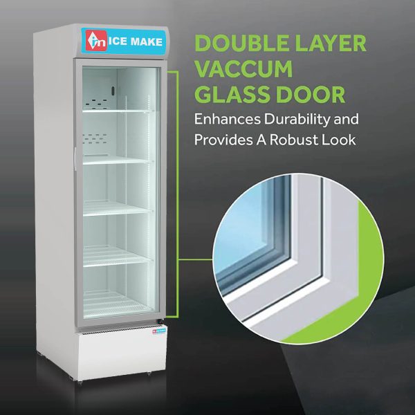 ICEMAKE IMVC550, Single Door Visi Cooler (569 Liter), Fog-Free Glass, Adjustable Shelves & Vertical LED Light, Grey