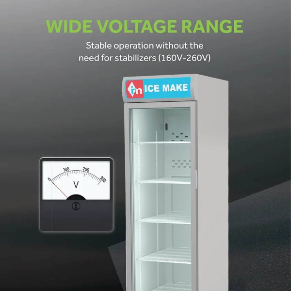 ICEMAKE IMVC550, Single Door Visi Cooler (569 Liter), Fog-Free Glass, Adjustable Shelves & Vertical LED Light, Grey