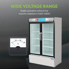 ICEMAKE IMVC900, Double Door Visi Cooler (1009 Liter), Fog-Free Glass, Adjustable Shelves & Vertical LED Light, Grey