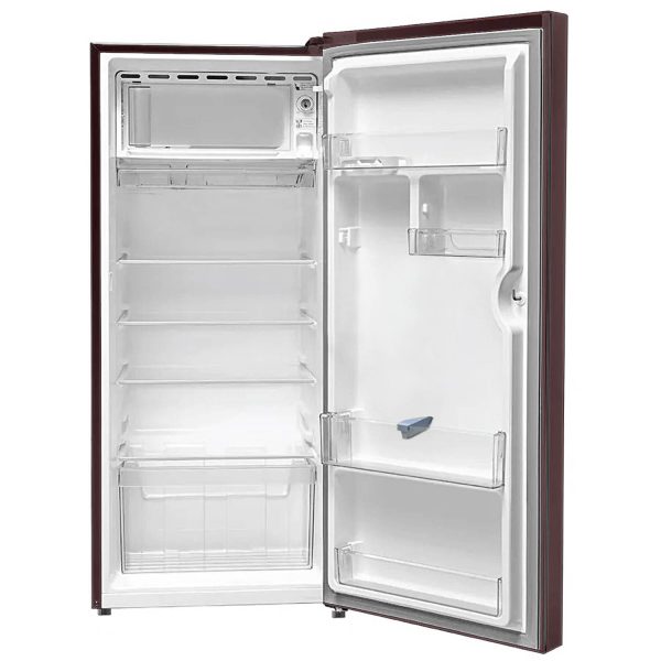 Akai AKDD2101-PCFW, 190 (L) 1 Star Direct Cool Single Door Refrigerator – Manual Defrost, Compact Home Fridge with LED Light, Crisper, R600a Gas, Glossier Wine