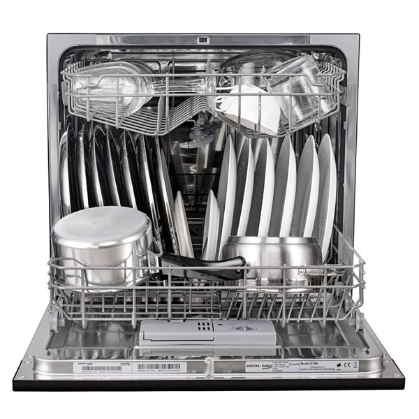 Voltas Beko DT8B, Free Standing 8 Place Settings Intensive Kadhai Cleaning, Inbuilt Heater, No Pre-rinse Required Dishwasher, Black