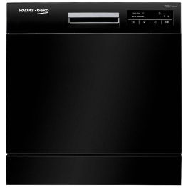 Voltas Beko DT8B, Free Standing 8 Place Settings Intensive Kadhai Cleaning, Inbuilt Heater, No Pre-rinse Required Dishwasher, Black