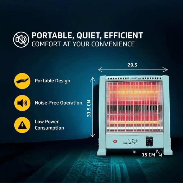 V-Guard RH2QT 2000 QUARTZ, (2 ROD, 400 & 800 WATTS) Room Heater, Grey