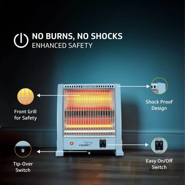 V-Guard RH2QT 2000 QUARTZ, (2 ROD, 400 & 800 WATTS) Room Heater, Grey