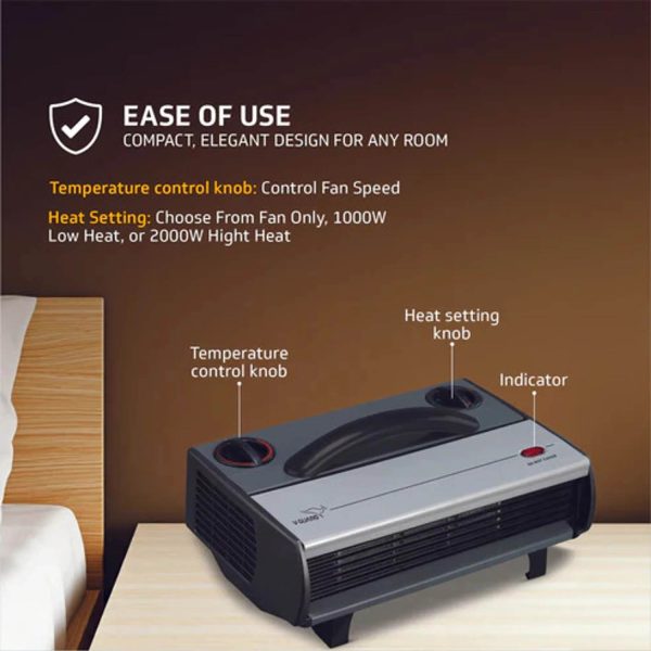 V-Guard RH2HC 2100, convenience Fan Room Heater, Overheating protection with low-noise operation, Black