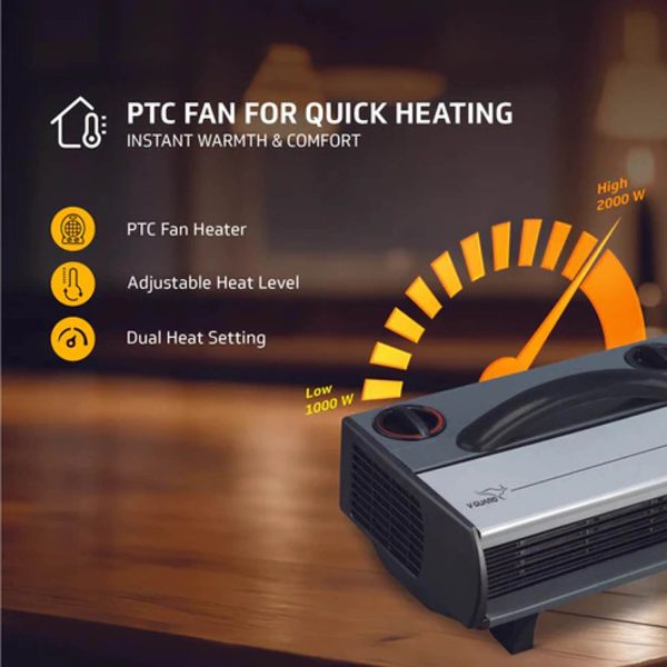 V-Guard RH2HC 2100, convenience Fan Room Heater, Overheating protection with low-noise operation, Black
