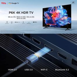 TCL 43P6K, 108 cm (43 inch) 4K Ultra HD LED Smart Google TV with Google Voice Assistant, Black