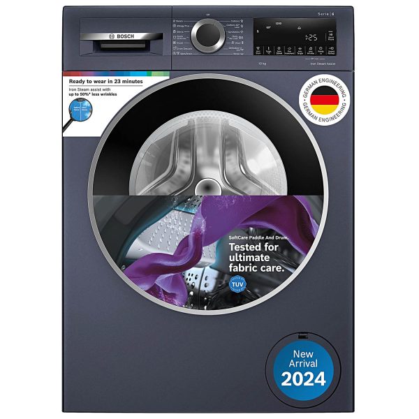 BOSCH WGA254ZPIN, 10 kg 5 Star 1400 RPM Fully Automatic Front Load Washing Machine, Built-in Heater and Steam Care, Dark Lake