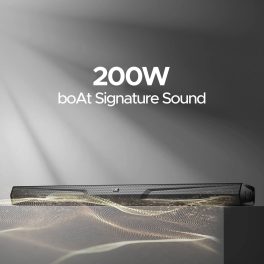 boAt Aavante Bar Quake, Wired Subwoofer, 200W RMS Signature Sound, 2.1CH, Multiple Ports, Bass & Treble Controls, 4 EQ Modes, Bluetooth Sound bar, Home Theatre Soundbar Speaker (Midnight Black)