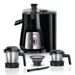 Bosch MJ8722A1KI, 2 Jar-True Mixx Juicer Mixer Grinder, 1000W Standalone, Dual Locking System, Anti Drip Spout, 100% Copper Moter, Black