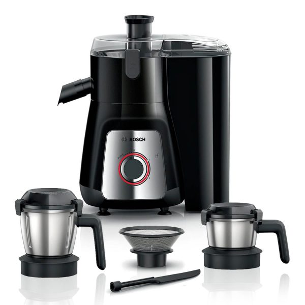 Bosch MJ8722A1KI, 2 Jar-True Mixx Juicer Mixer Grinder, 1000W Standalone, Dual Locking System, Anti Drip Spout, 100% Copper Moter, Black