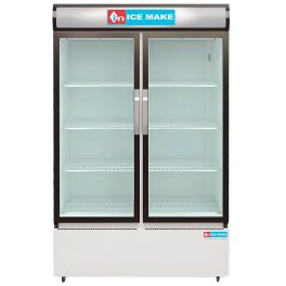 ICEMAKE IMVC900, Double Door Visi Cooler (1009 Liter), Fog-Free Glass, Adjustable Shelves & Vertical LED Light, Grey