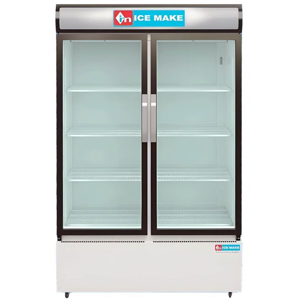 ICEMAKE IMVC900, Double Door Visi Cooler (1009 Liter), Fog-Free Glass, Adjustable Shelves & Vertical LED Light, Grey