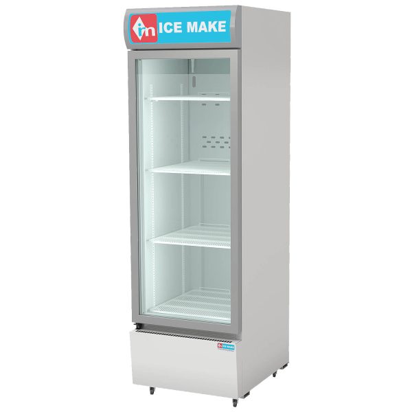 ICEMAKE IMVC450, Single Door Visi Cooler (457 Liter), Fog-Free Glass, Adjustable Shelves & Vertical LED Light, Grey