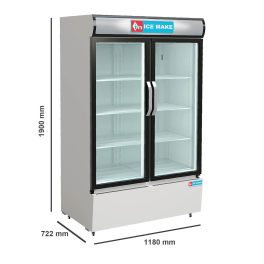 ICEMAKE IMVC900, Double Door Visi Cooler (1009 Liter), Fog-Free Glass, Adjustable Shelves & Vertical LED Light, Grey