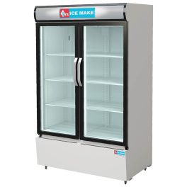 ICEMAKE IMVC900, Double Door Visi Cooler (1009 Liter), Fog-Free Glass, Adjustable Shelves & Vertical LED Light, Grey