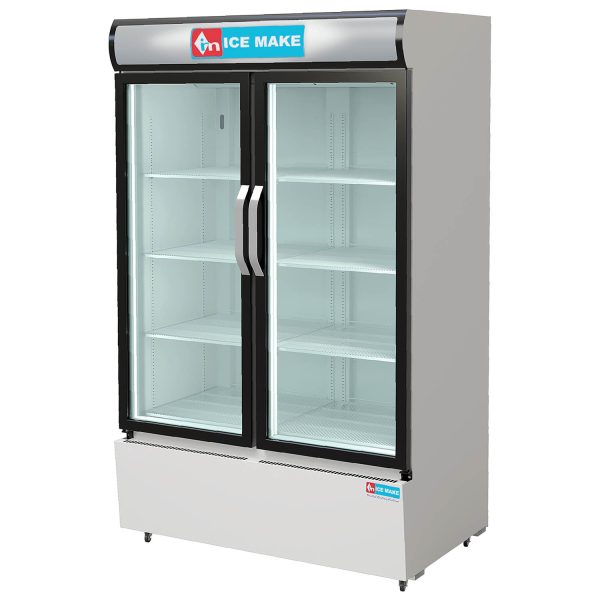 ICEMAKE IMVC900, Double Door Visi Cooler (1009 Liter), Fog-Free Glass, Adjustable Shelves & Vertical LED Light, Grey