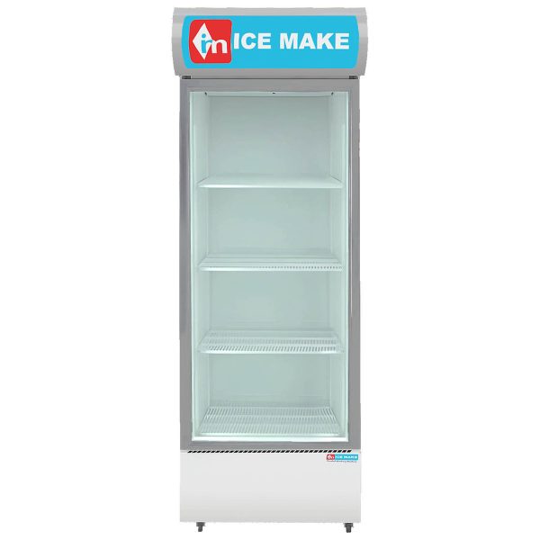 ICEMAKE IMVC450, Single Door Visi Cooler (457 Liter), Fog-Free Glass, Adjustable Shelves & Vertical LED Light, Grey