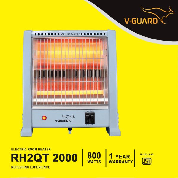V-Guard RH2QT 2000 QUARTZ, (2 ROD, 400 & 800 WATTS) Room Heater, Grey