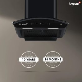 Livpure Ador 60, 60CM Filter-less Chimney with Thermal Auto Clean, Motion Sensor and Powerful Suction of 1450, Black