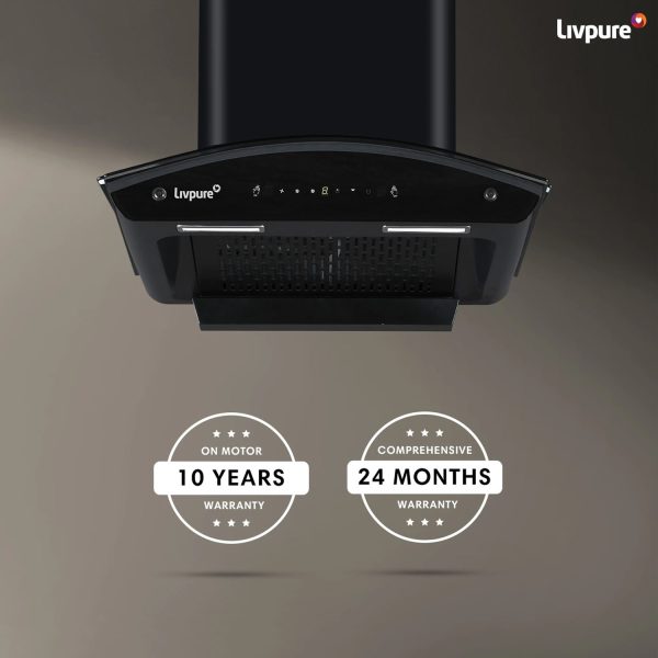 Livpure Ador 60, 60CM Filter-less Chimney with Thermal Auto Clean, Motion Sensor and Powerful Suction of 1450, Black