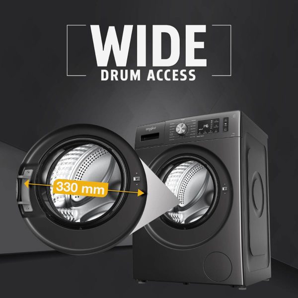 Whirlpool XS7512BWME, Xpert Care 7.5 kg 1200 RPM 5 Star Inverter Fully-Automatic Front Load Washing Machine with Ozone Air Refresh Technology & Built-in-Heater and Steam Wash, Midnight Grey