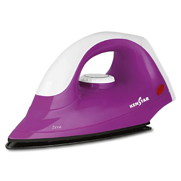 Kenstar Zeva, 1000 W Dry Iron, Non- Stick PTFE Soleplate, Auto Cut-Off function, 180° Swivel Cord, Bi metallic thermostat with thermal fuse technology, 2 Year Warranty, Purple