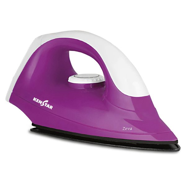 Kenstar Zeva, 1000 W Dry Iron, Non- Stick PTFE Soleplate, Auto Cut-Off function, 180° Swivel Cord, Bi metallic thermostat with thermal fuse technology, 2 Year Warranty, Purple