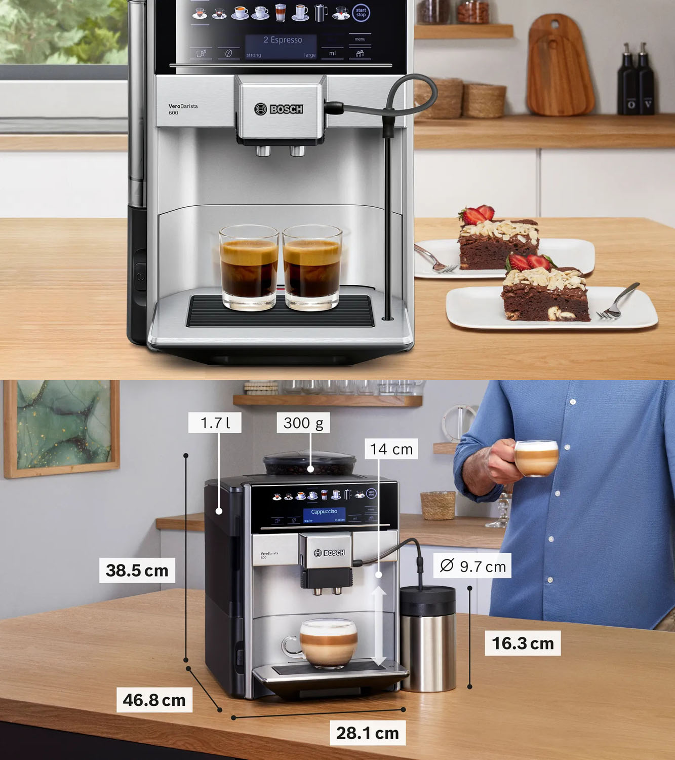 Bosch Series 6, Fully Automatic Coffee Machine, Vero Barista 600, Silver Bosch Series 6, Fully Automatic Coffee Machine, Vero Barista 600, Silver