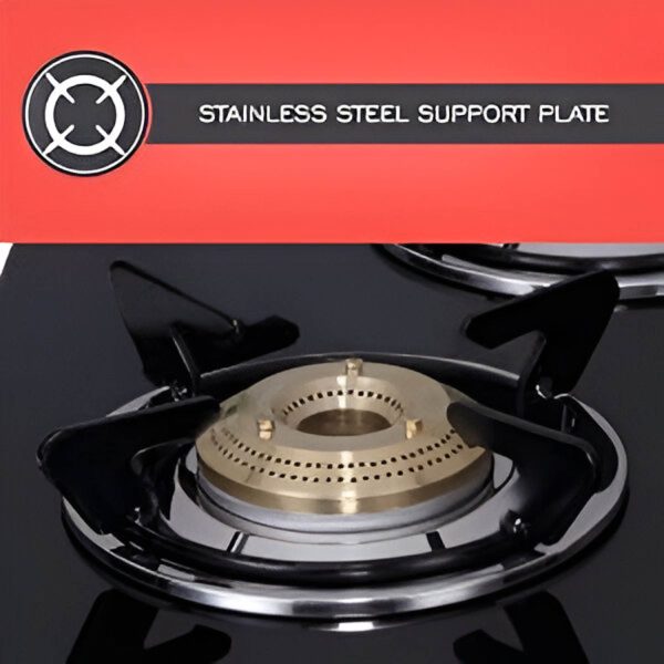 Elica 694 CT DT VETRO, Glass CookTop 4 Burner Gas Stove with Double Drip Tray, Round Euro Coated Grid, Silver Steel