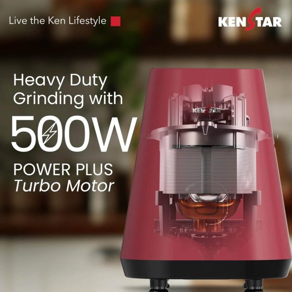 Kenstar Karishmatic 500 W, 3 Jar Mixer Grinder, Ultra Precision Heavy-duty Stainless steel Ultima blades, smart overload protection, 2 year warranty, Wine Red