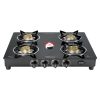 Sunflame Jumbo, 4 Burner Toughened glass top Gas Stove, Stainless steel drip tray, Durable Forged Brass Burners, Sturdy Pan Support, 5-Year Coverage on Burners & Glass, Black