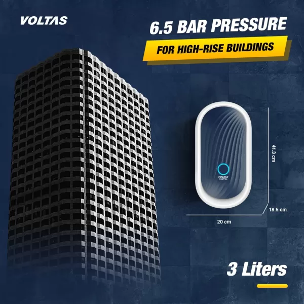 Voltas Marvel, 3 Liter Instant Water Heater with 100% Copper Element and 6.5 Bar Pressure, Blue/Black