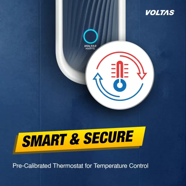 Voltas Marvel, 3 Liter Instant Water Heater with 100% Copper Element and 6.5 Bar Pressure, Blue/Black