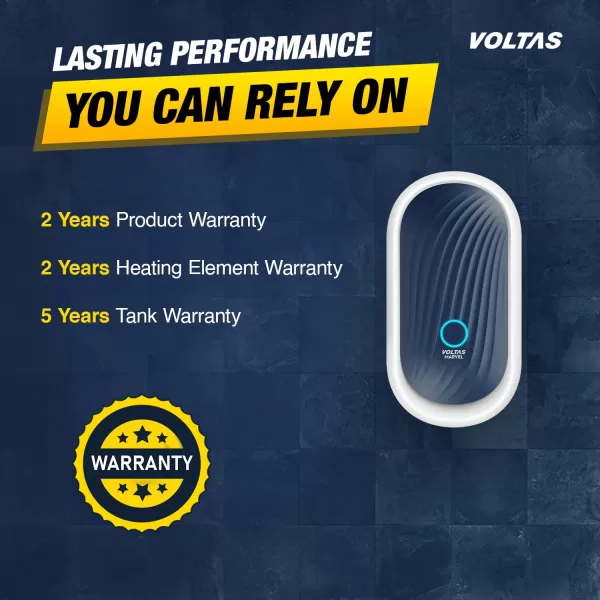 Voltas Marvel, 3 Liter Instant Water Heater with 100% Copper Element and 6.5 Bar Pressure, Blue/Black