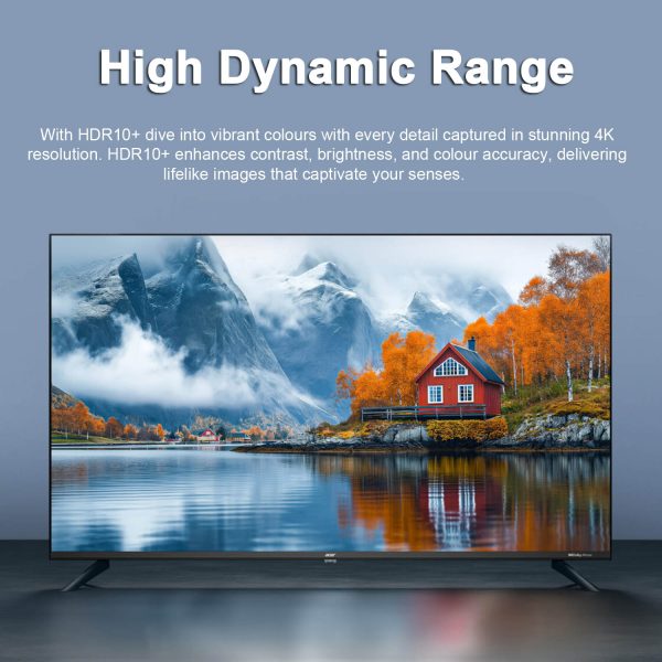 Acer AR43UDGGR2851AD, 108cm (43 inches) G Plus Series 4K Ultra HD LED Smart Google TV, Frameless Design, Super Brightness, HDR10+, Dolby Atmos, Eye Care protect, Black