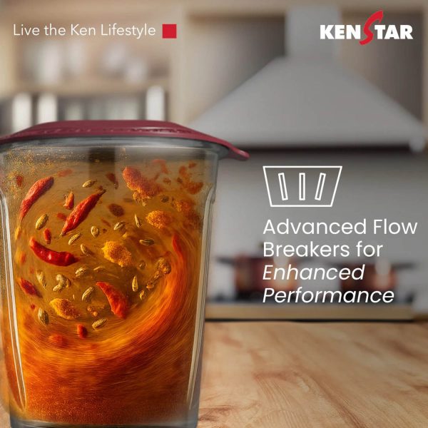 Kenstar Karishmatic 500 W, 3 Jar Mixer Grinder, Ultra Precision Heavy-duty Stainless steel Ultima blades, smart overload protection, 2 year warranty, Wine Red