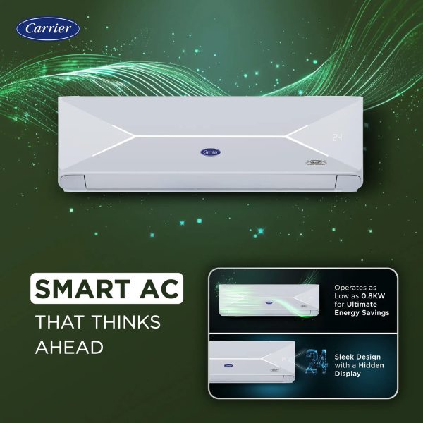 Carrier XPERT LUMO Fxi, 1 Ton 3 Star 6 in 1 Convertible Inverter Split Smart AC with Wi-Fi Supported, Copper Condenser, White