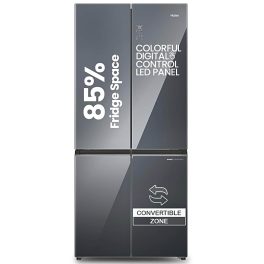 Haier HRB-600MGU1, 520 L 3 Star, Lumiere Series Wi-Fi enabled 4-Door Side by Side frost free Refrigerator with 85% Convertible Fridge & Expert Inverter Technology, Colourful Display Panel, Mirror Glass