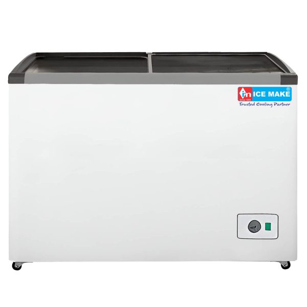 Icemake IGT350, 300 Litre Double Door Glass Top Deep Freezer with 3 Year Compressor Warranty, White