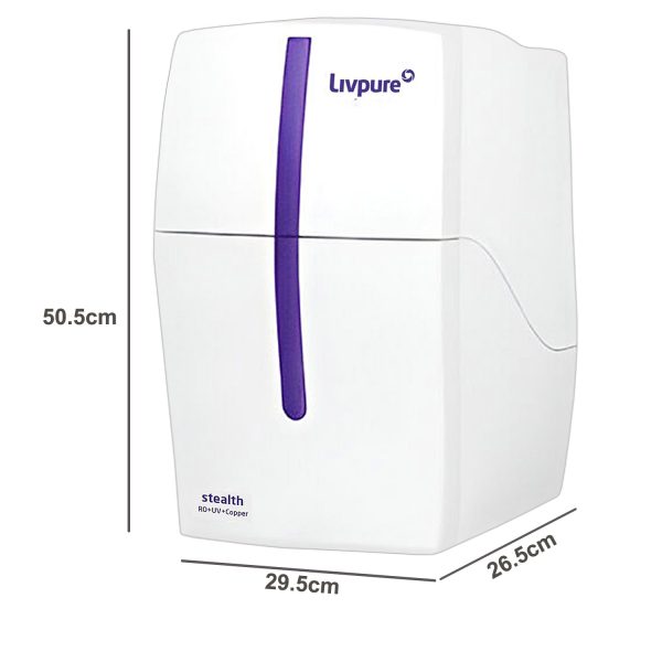 Livpure Stealth Under Counter Water Purifier, RO+UV 6 Stage Purification Technology, 7L Storage Tank, Sleek & Compact Design, White