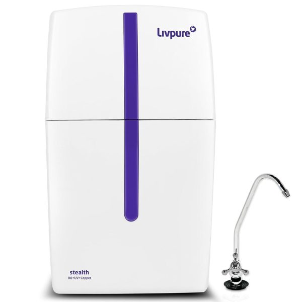 Livpure Stealth Under Counter Water Purifier, RO+UV 6 Stage Purification Technology, 7L Storage Tank, Sleek & Compact Design, White