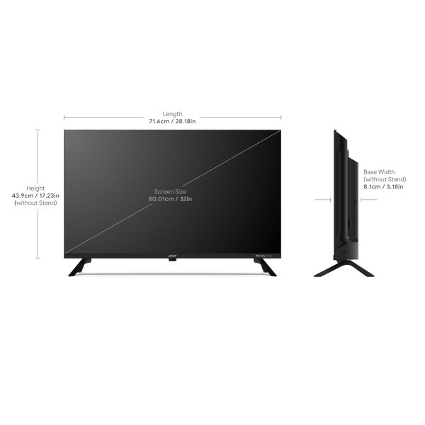 Acer AR32GT2841HDFL, 80cm (32 inch) G Series HD Ready LED Smart Google TV with 1.5GB RAM, Dolby Audio, Chromecast built-in, Bezel Less Design, Black